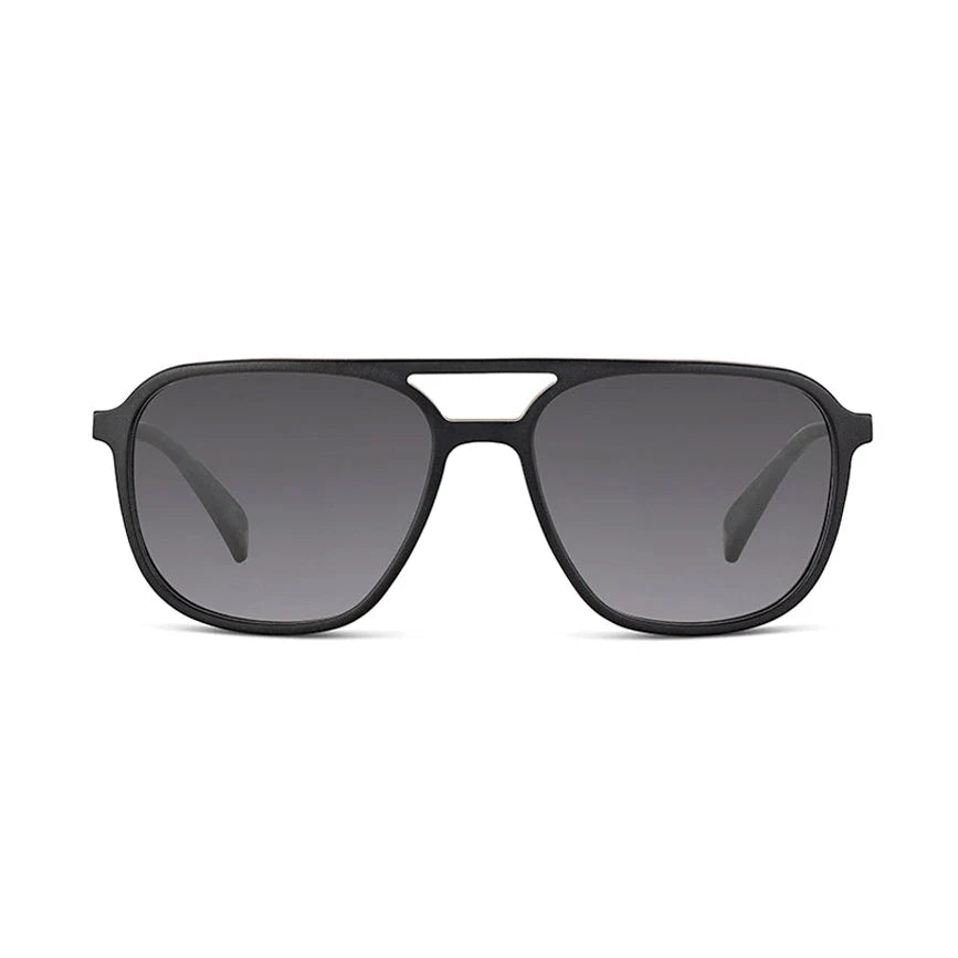 Black sunglasses with a white background