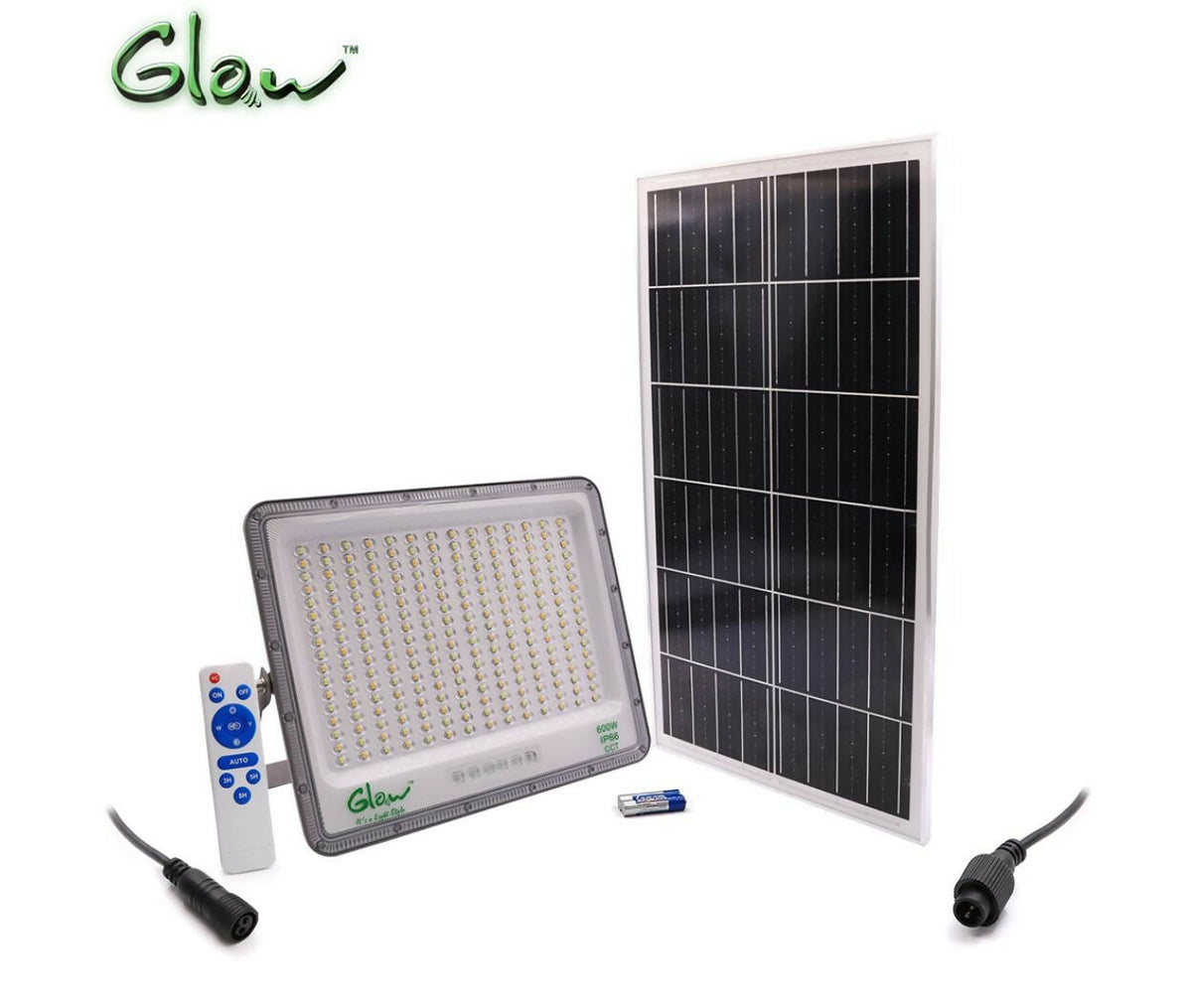 LED Solar Floodlight | 600W | 6hr | White | Glow