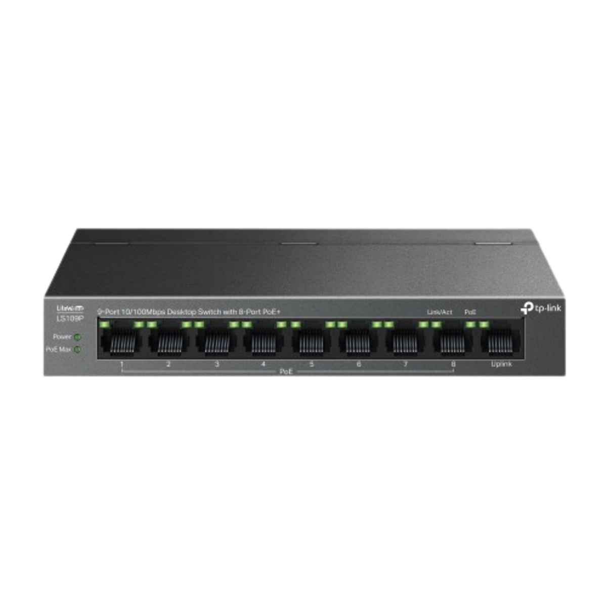 TP-Link (LS109P) 9-Port Desktop POE+ 10/100 Switch - Black
