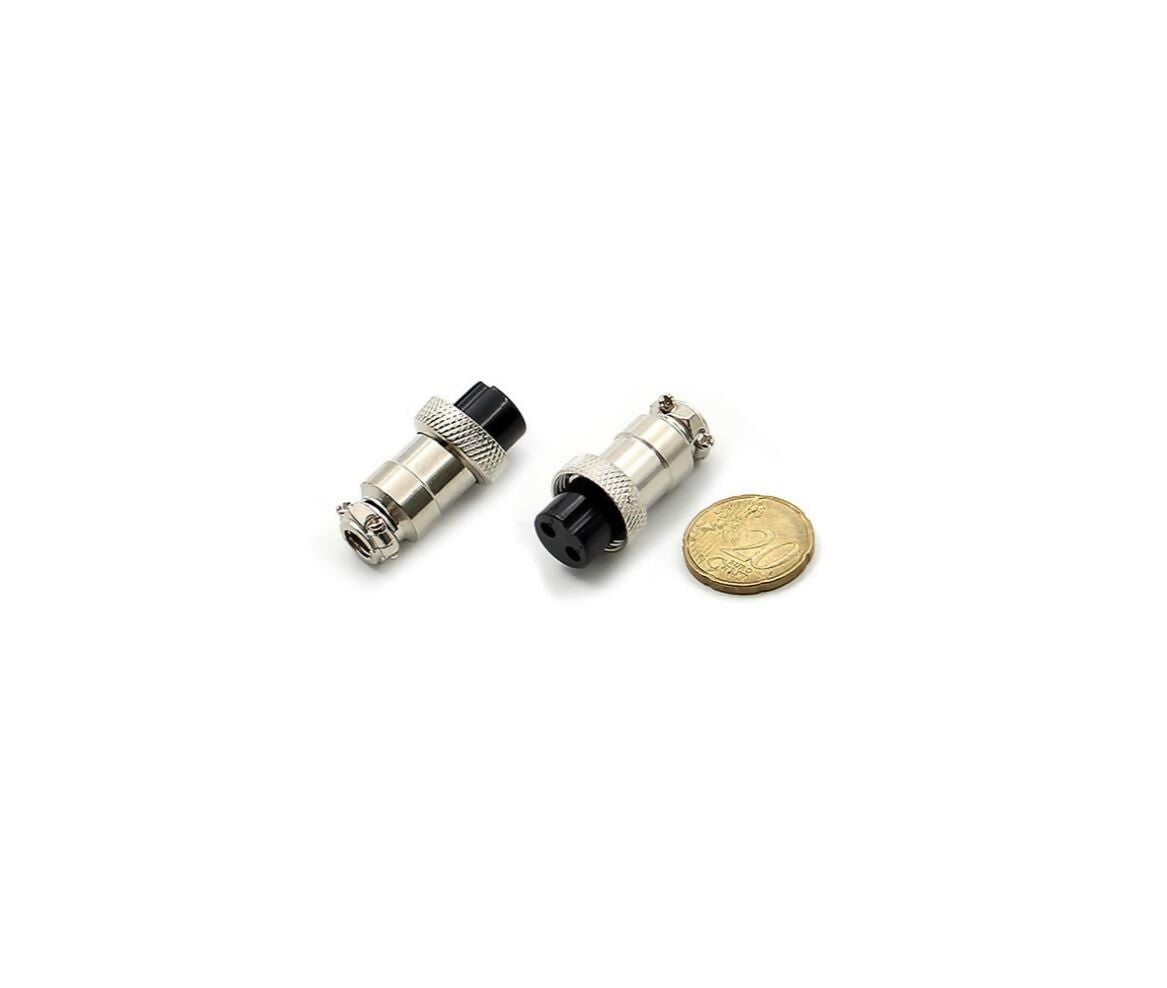 Circular Plug | Aviation Connector 2-Pin Female 16mm | Chassis Mount