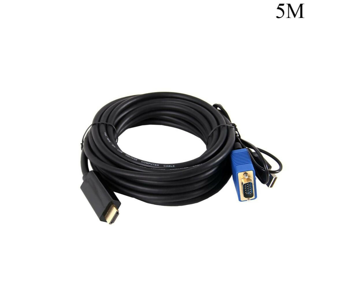 Audio Video Cable Converter | HDMI - VGA & USB & Audio Jack | Male | 5M