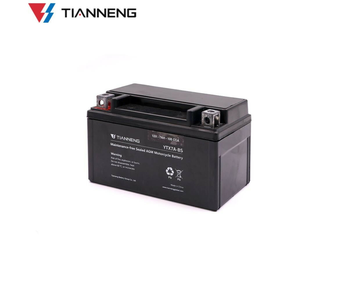 Motorcycle Battery | YTX7A-BS TIANNENG | 12V 7Ah