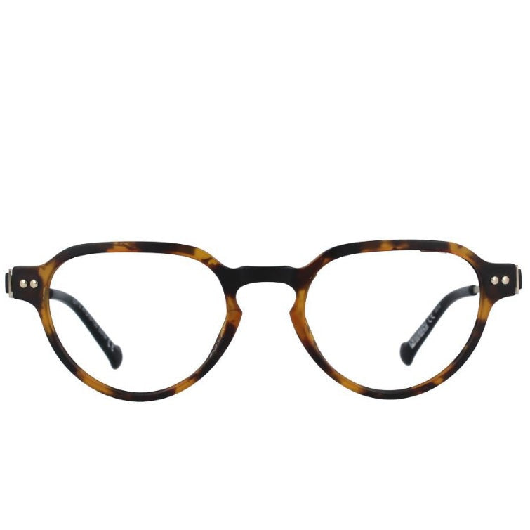 Oversized round eyeglasses with a classic tortoiseshell pattern in brown and black, shown against a plain white background.