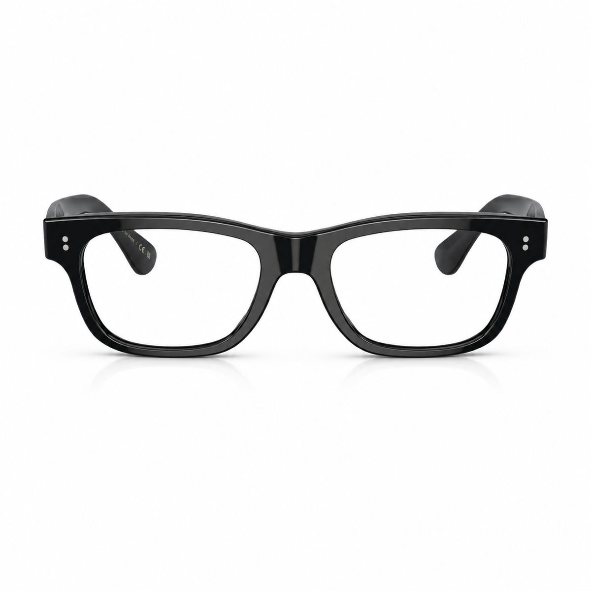 Black acetate eyeglass frames with a thick, rounded rectangular shape and clear lenses, shown against a plain white background.