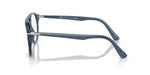 Blue colored eyeglasses on a white background