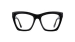 Black cat-eye glasses on a white background