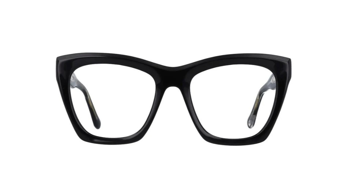 Black cat-eye glasses on a white background