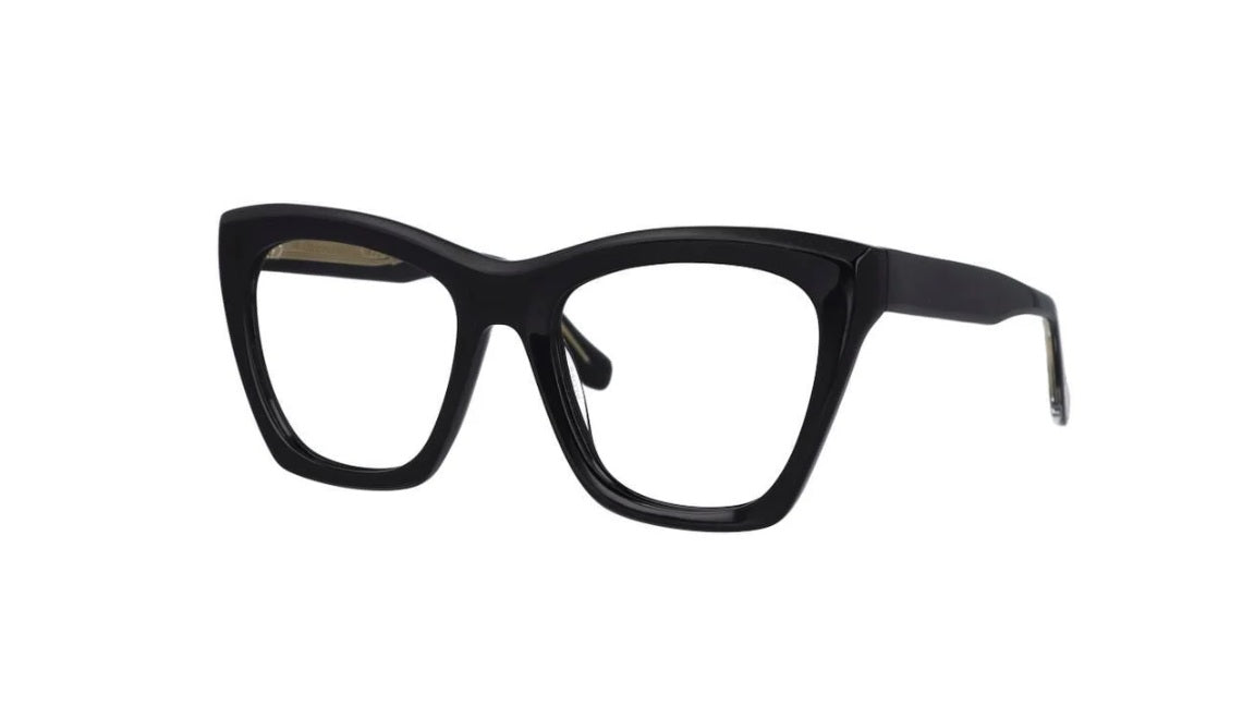 Black oversized cateye eyeglasses on a white background