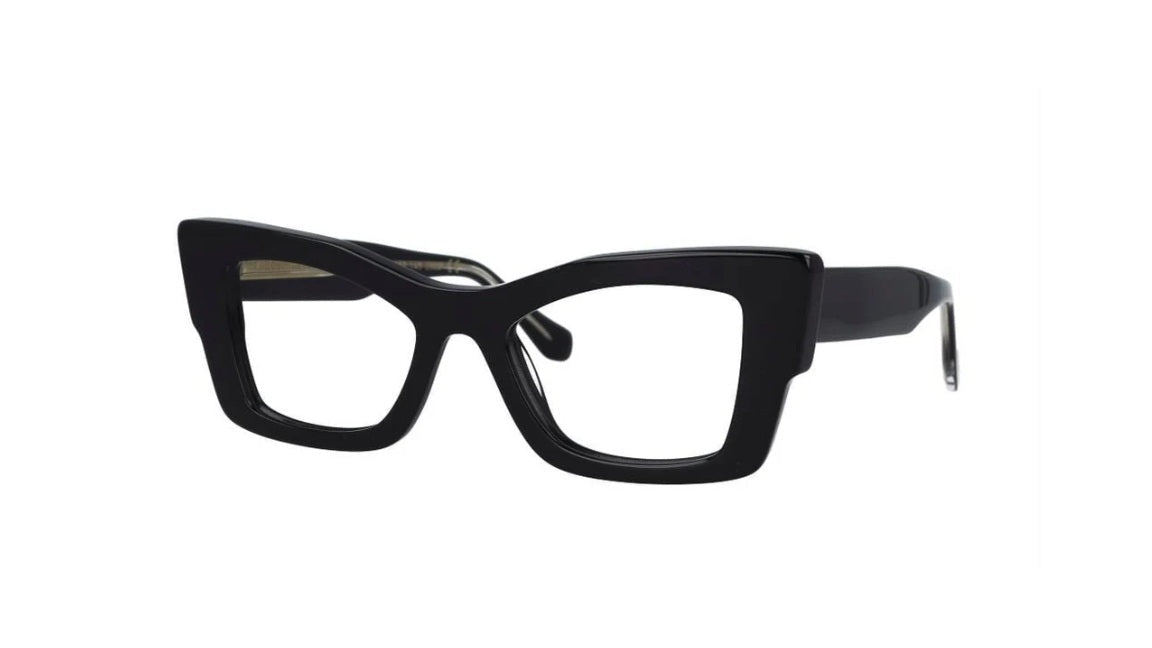 Black cat-eye glasses on a white background