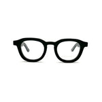 Black thick eyeglasses on a white background