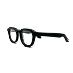 Black thick eyeglasses on a white background