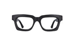Black thick eyeglasses on a white background