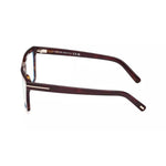 A pair of square-framed eyeglasses with dark brown tortoiseshell acetate arms and temples, shown from a side profile view against a plain white background.