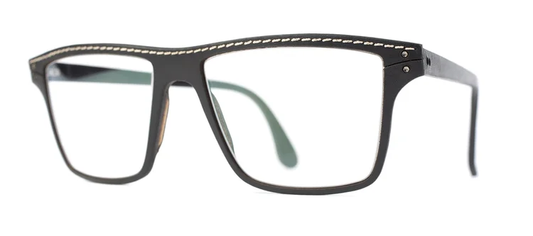 Purple leather eyeglasses on a white background