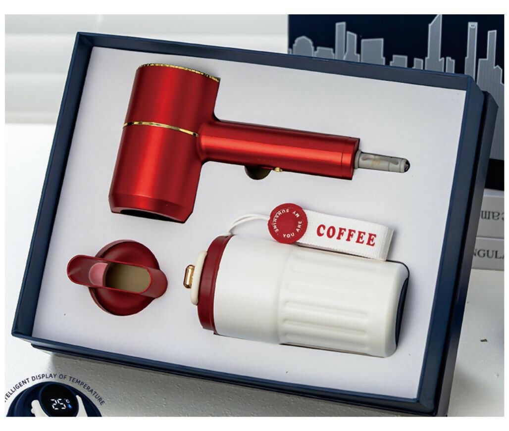 Gift Set Coffee cup + Hairdryer Red
