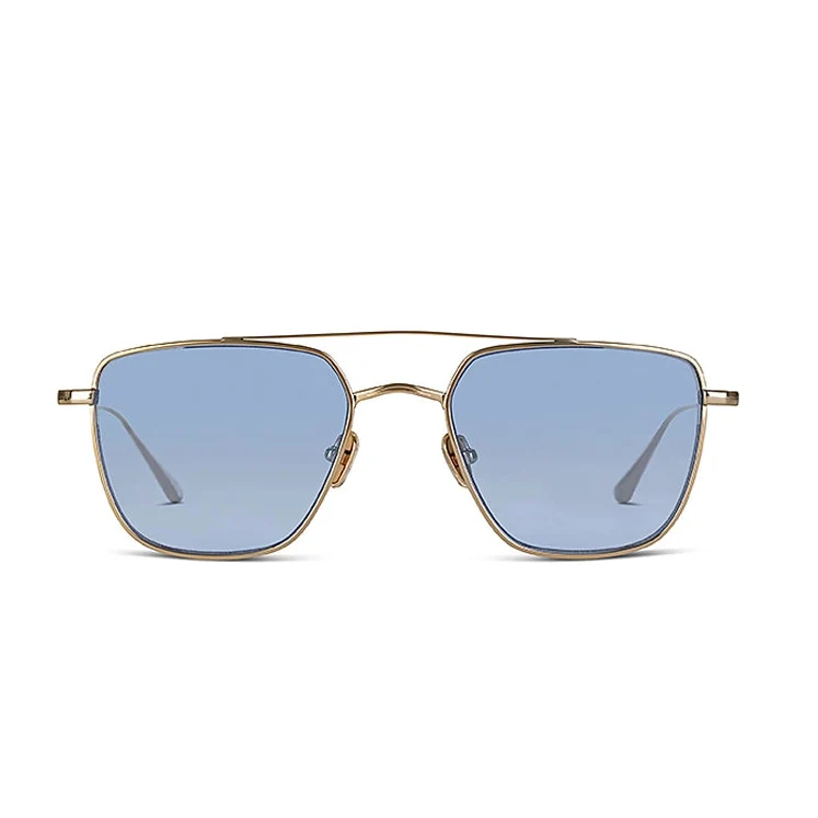 Front angle of silver glasses on a white background. 