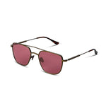 Matte bronze sunglasses with dark purple lenses on a white background. 