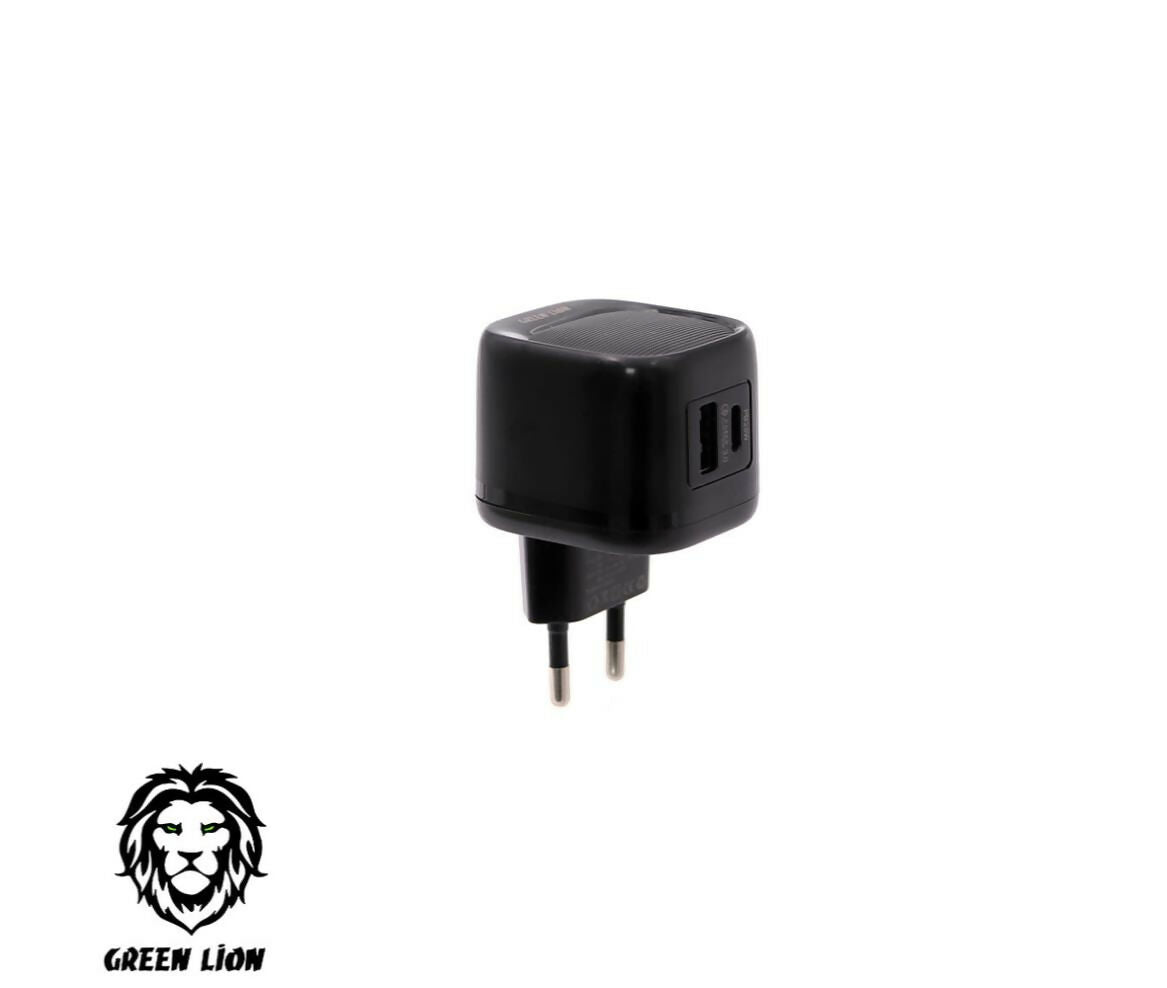 Mobile Charger | 20W | EU | Ultra Compact | USB-A | USB-C | Green Lion