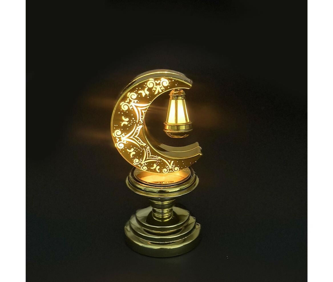 Fanous Light LED, Moon with Stand and Star, Gold