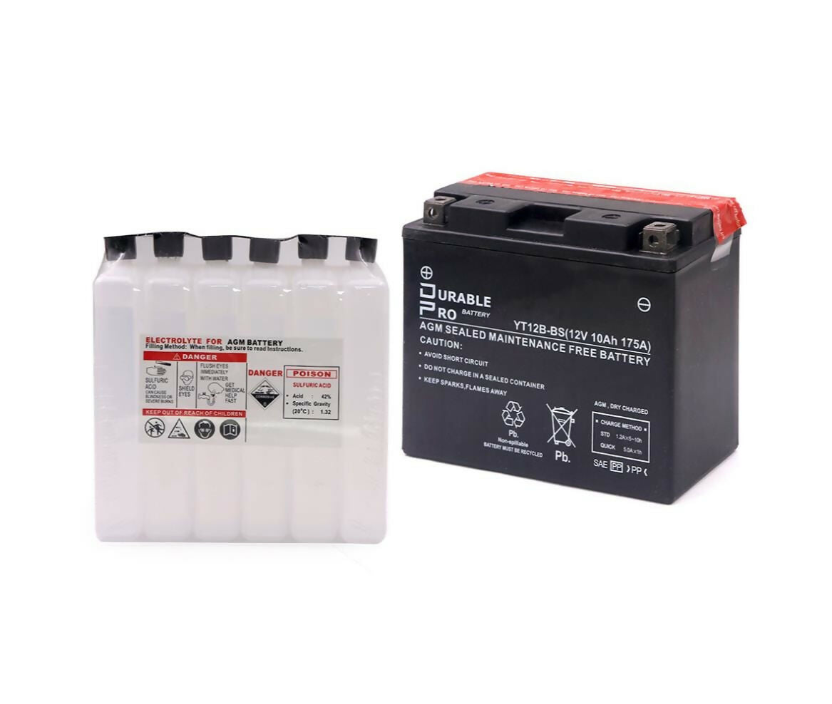 Motorcycle Battery | YT12-BS Durable Pro| 12V 10Ah