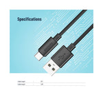 Porodo Blue 3A PD USB A to Type C PVC Cable 1.2M - Black