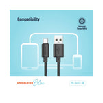 Porodo Blue 3A PD USB A to Type C PVC Cable 1.2M - Black