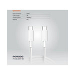 PORODO Type-C to C PVC Cable 3m - White