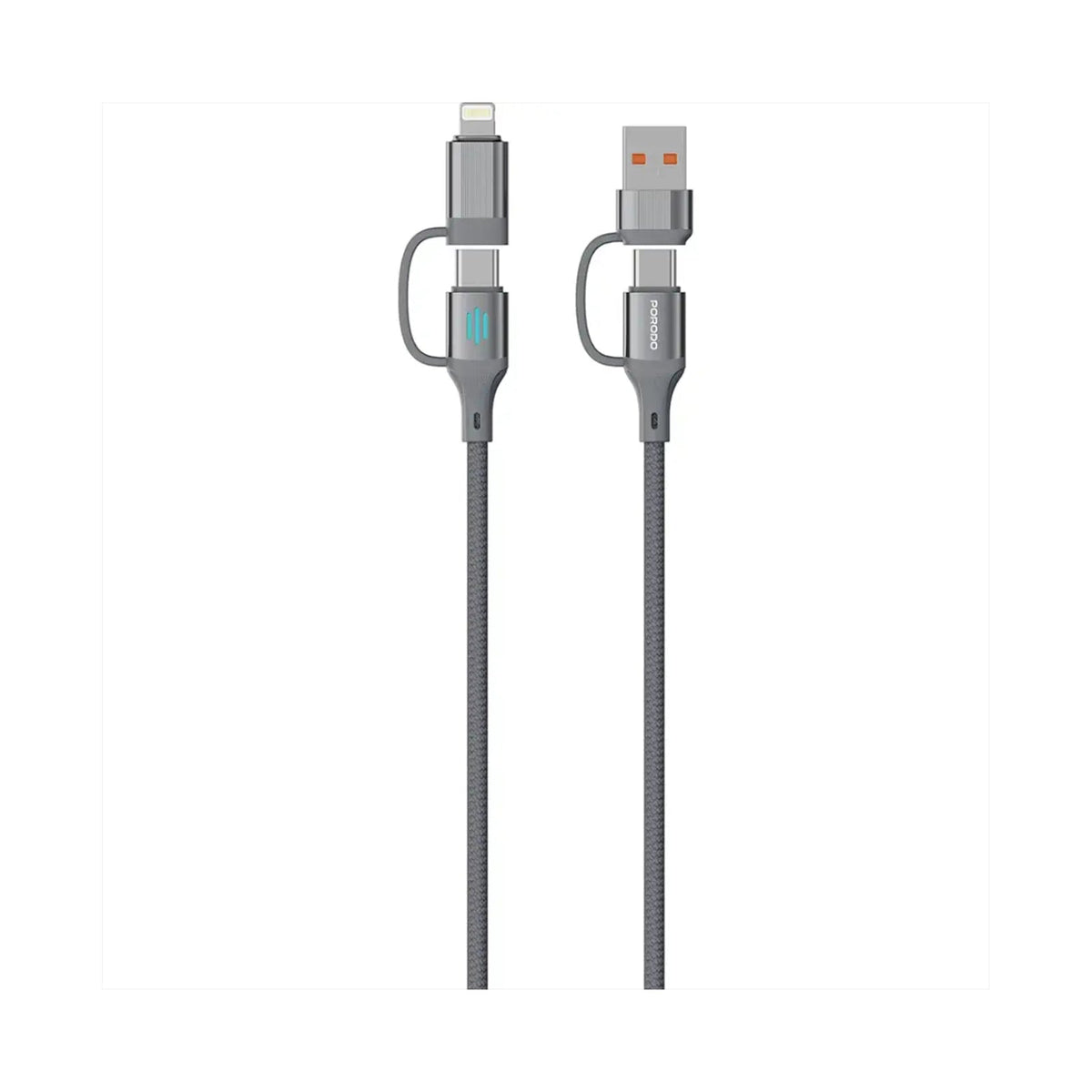 Porodo 4-In-1 High-Speed Charging Cable - Gray