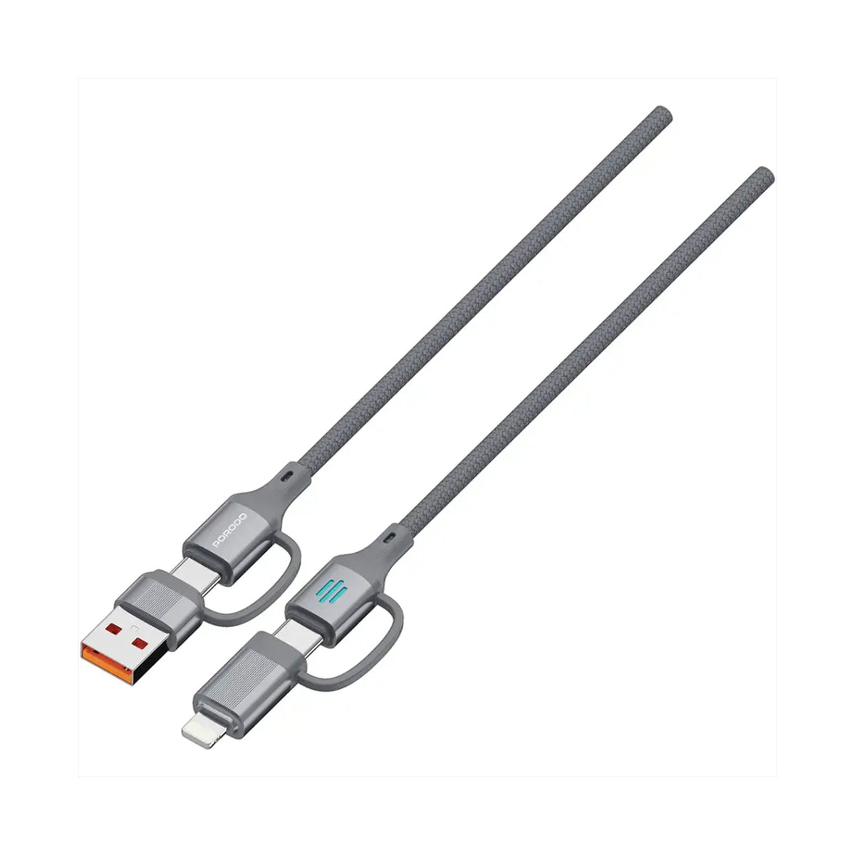 Porodo 4-In-1 High-Speed Charging Cable - Gray