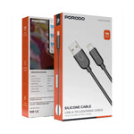 Porodo Silicone Cable USB A Lightning 12W 1m - Black