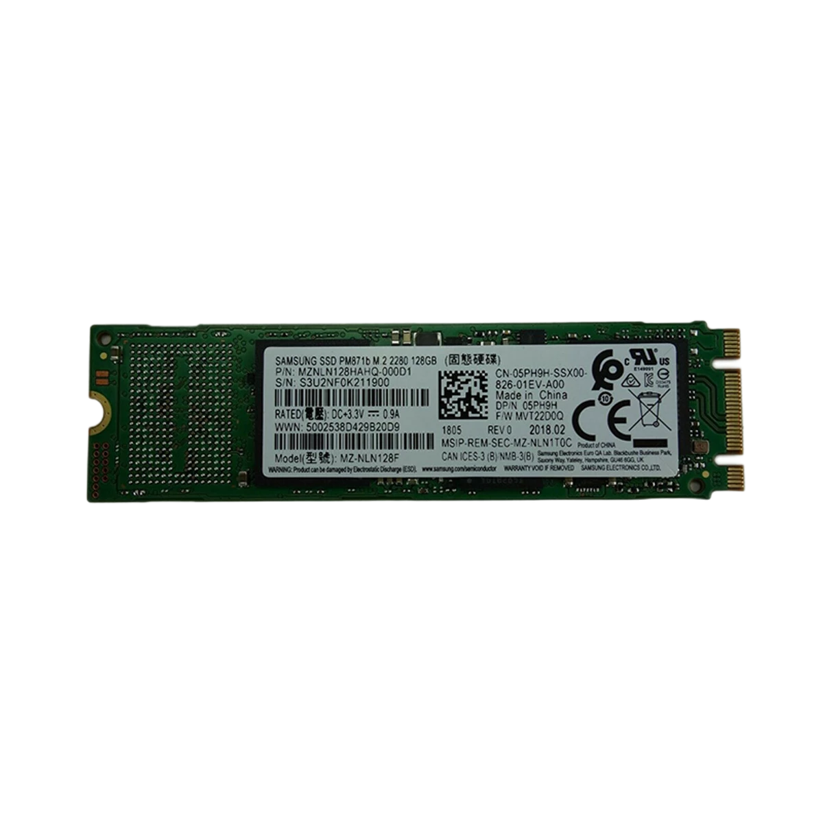 Samsung (PM871b) 128Gb M.2 2280 PCIe Gen 3x4 SSD - Black PCB
