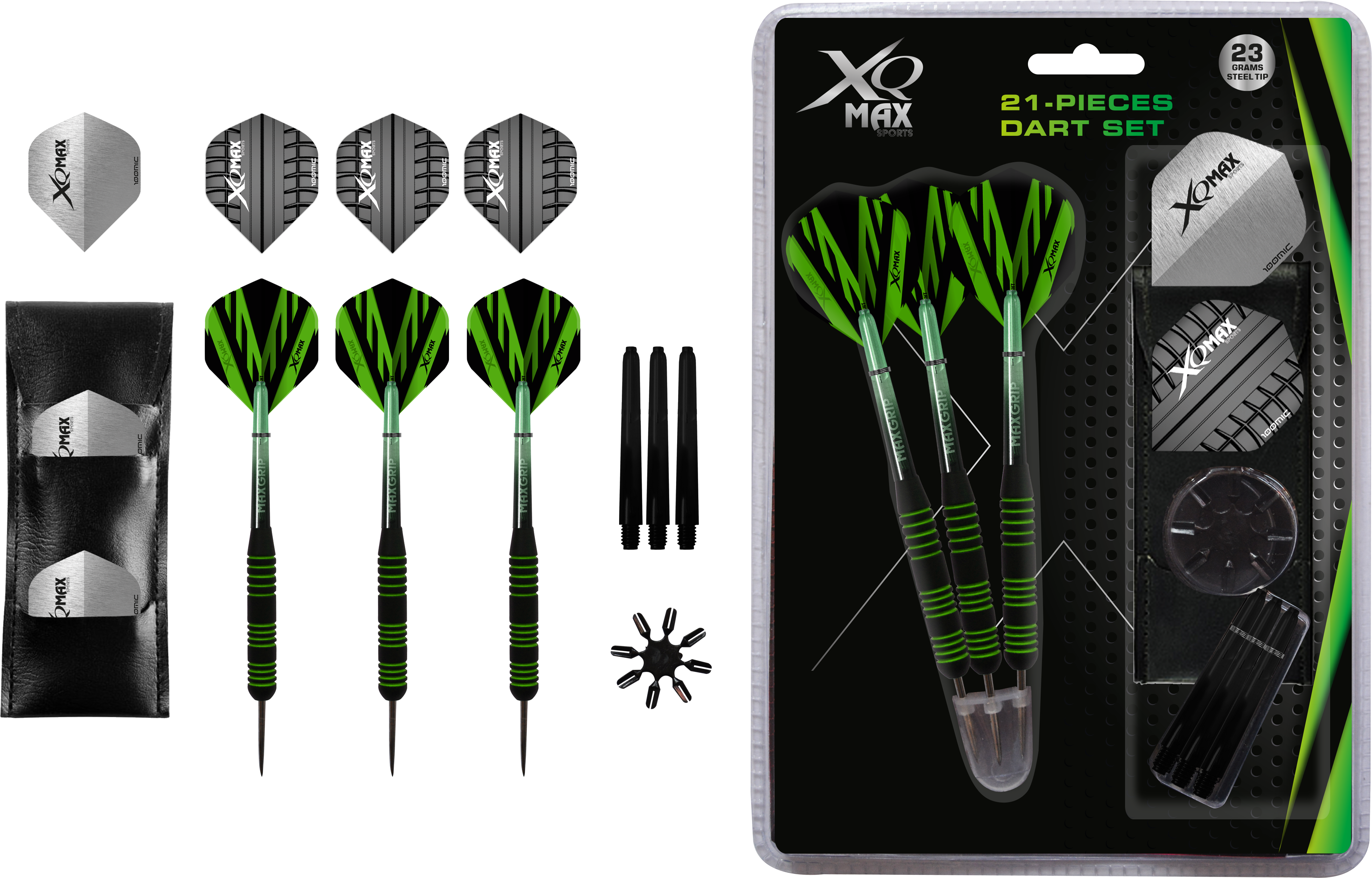 XQ MAX BK GN STRIPES ST DARTSET