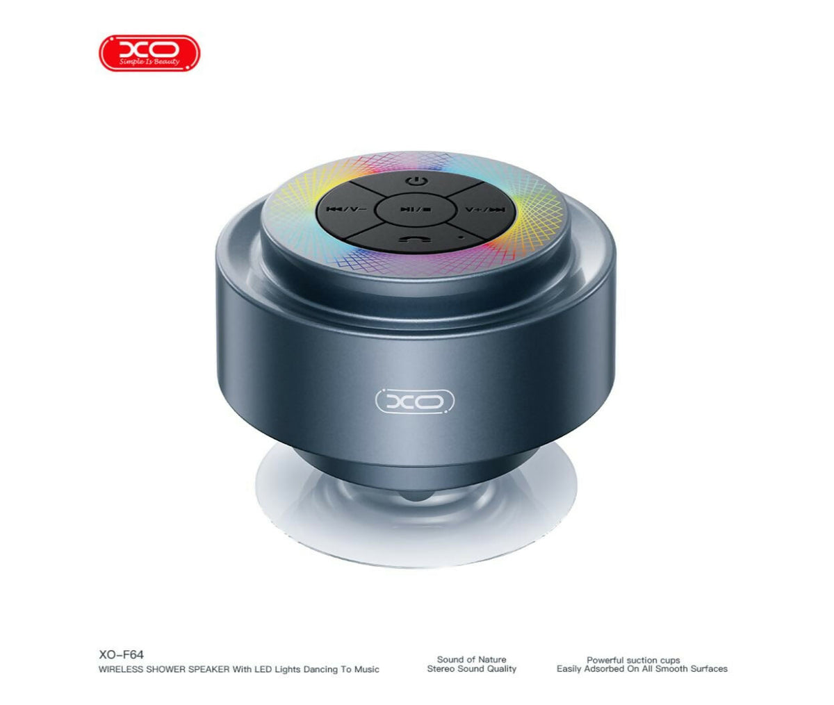 Bathroom Waterproof Suction Cup Bluetooth Speaker, IP67 Waterproof, Charging Time: 3 hours, Playing Time: 18 hours