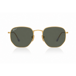 Gold polarized sunglasses with dark lenses on a white background