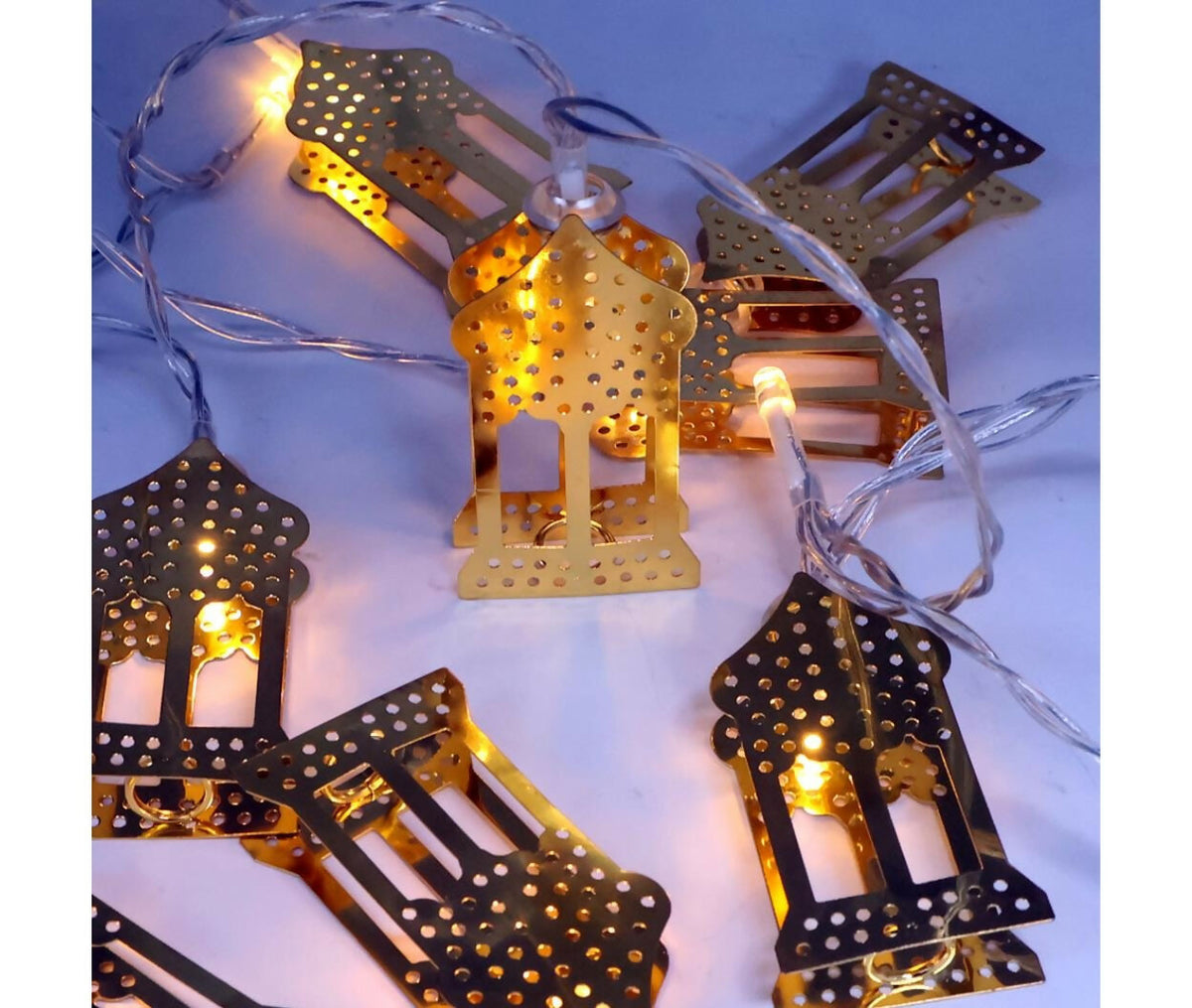 LED Fairy Light | DC Battery | Lantern | Warm White | Gold Metal | 3M