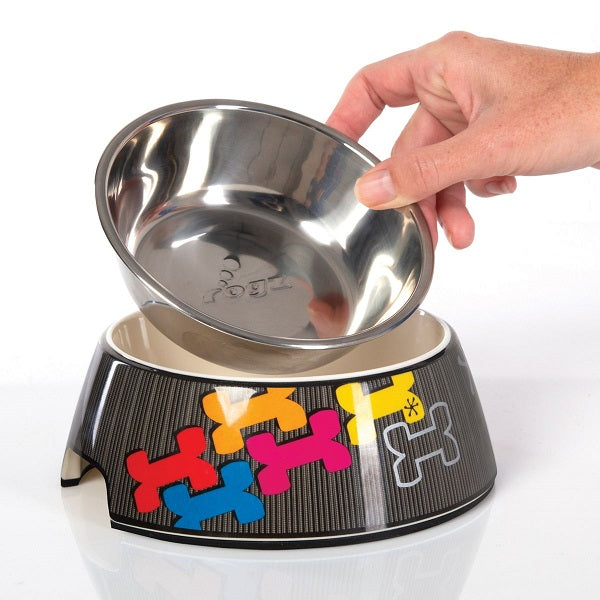 Rogz Dog Bowl Multi Bone 2 in 1 Large 218x82 mm