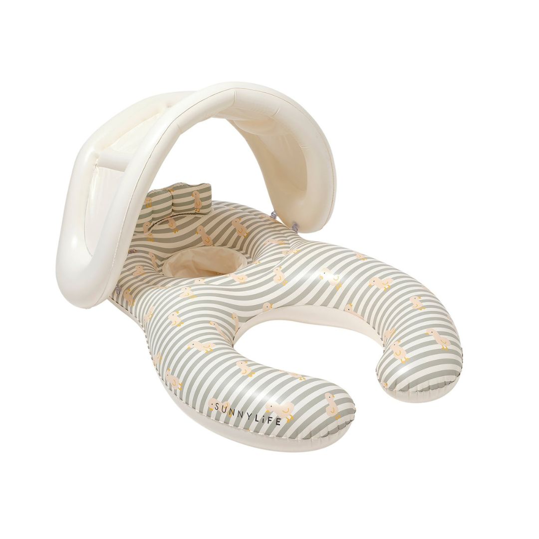 Sunnylife Float Together Baby Seat - Duck Sage Stripe