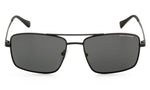 Black sunglasses on a white background.