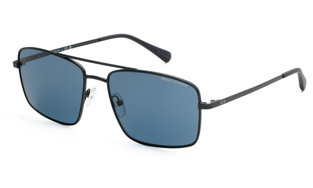 Matte blue sunglasses on a white background. 