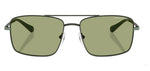 Sunglasses with green lenses on a white background. 