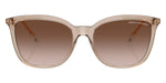 Light brown sunglasses on a white background. 