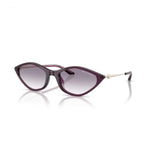 Purple cat-eye glasses on a white background.