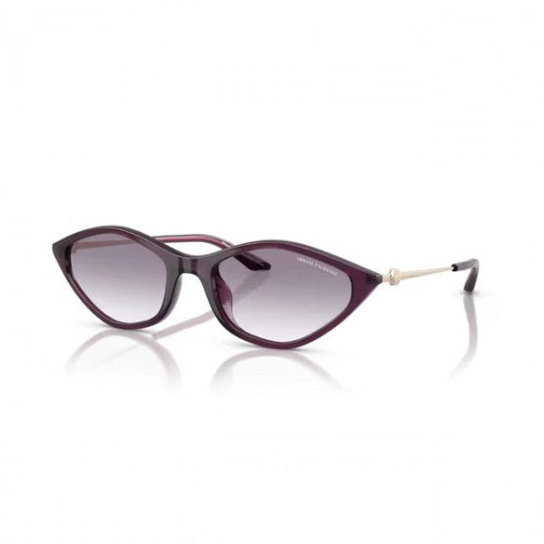 Purple cat-eye glasses on a white background.