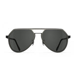 Aviator sunglasses with dark lenses on a white background