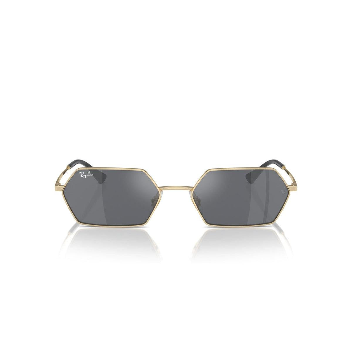 Bronze rayban sunglasses with dark lenses on a white background