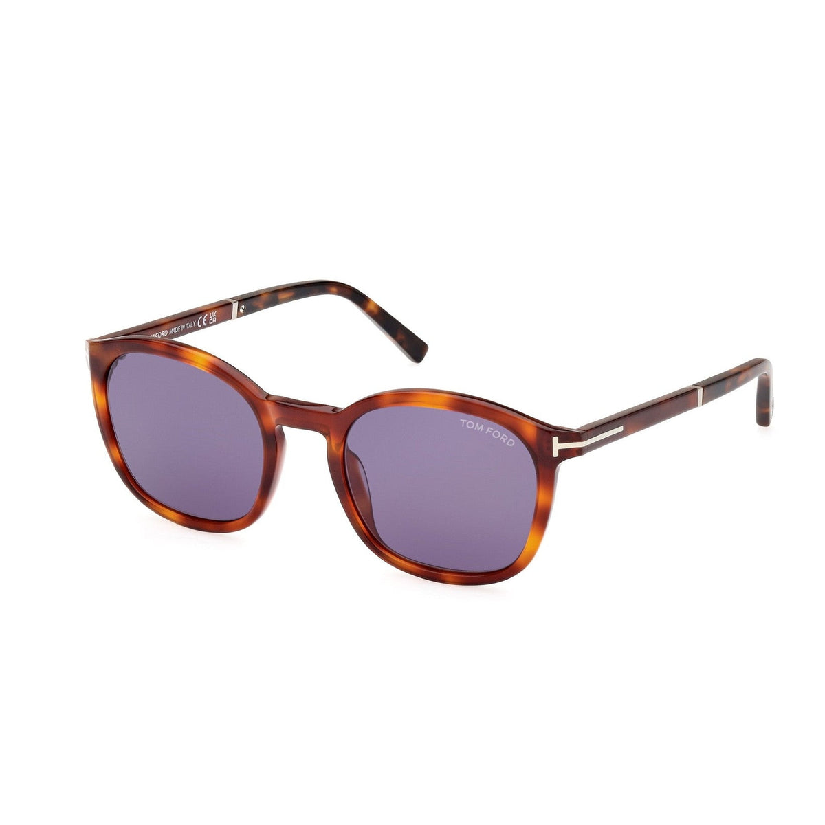 Brown havana-framed sunglasses on a white background.