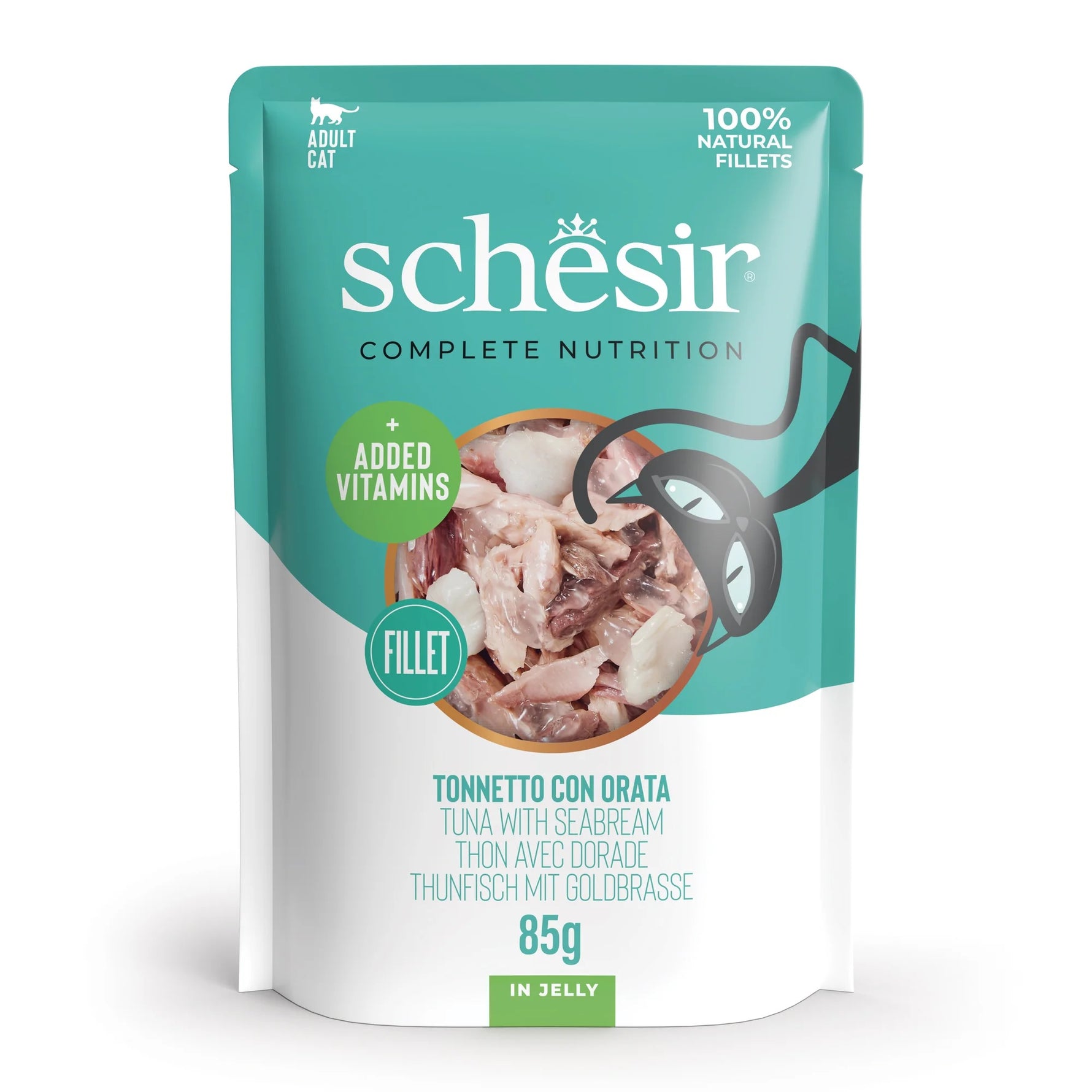 Schesir Complete Nutrition wet food for adult cats Tuna & Seabream in jelly 85g