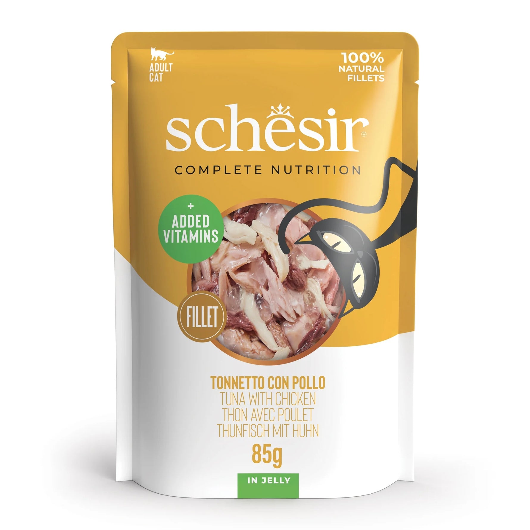 Schesir Complete Nutrition wet food for adult cats Tuna & chicken in jelly 85g