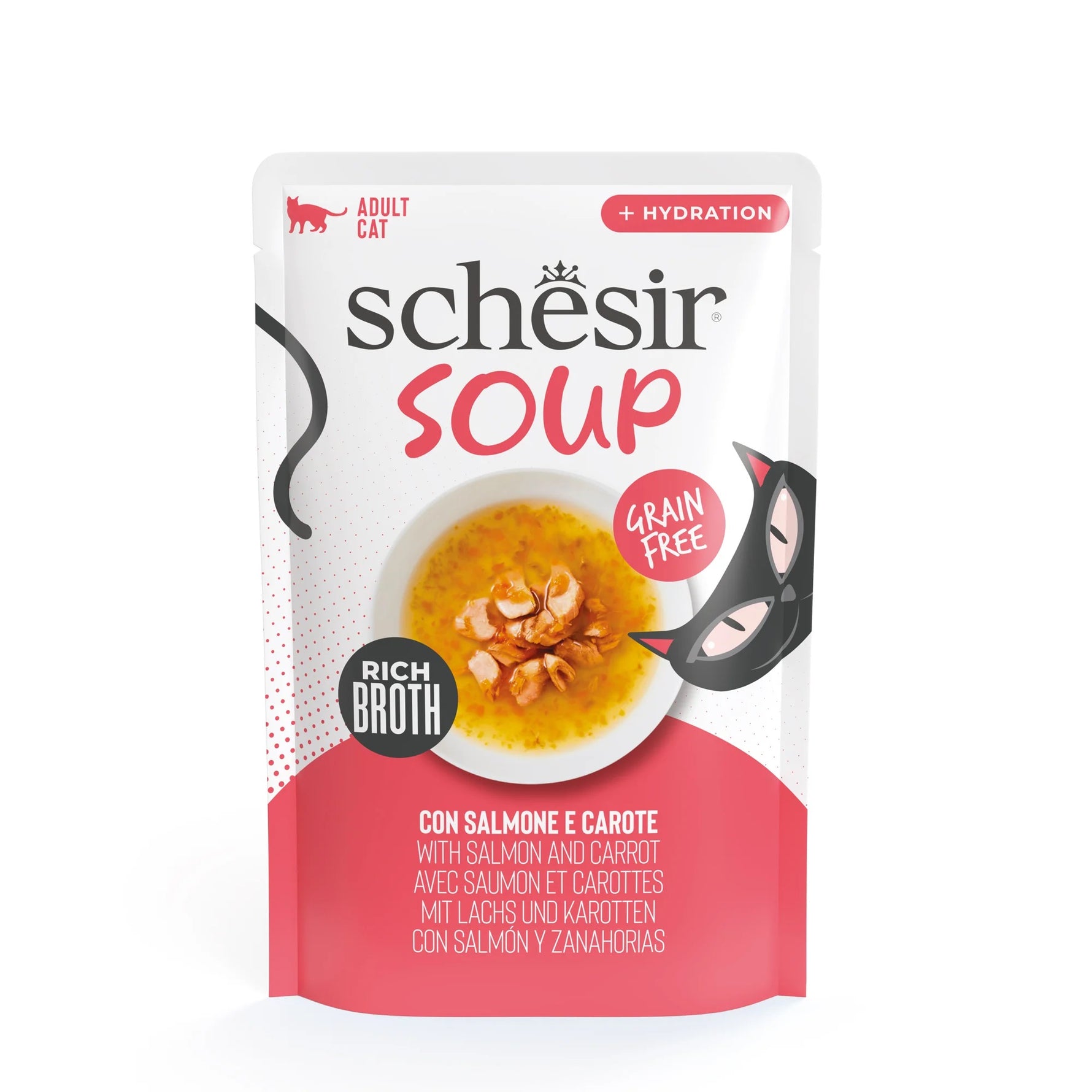 Schesir Soup Wet food for adult cats Salmon & Carrot 40g