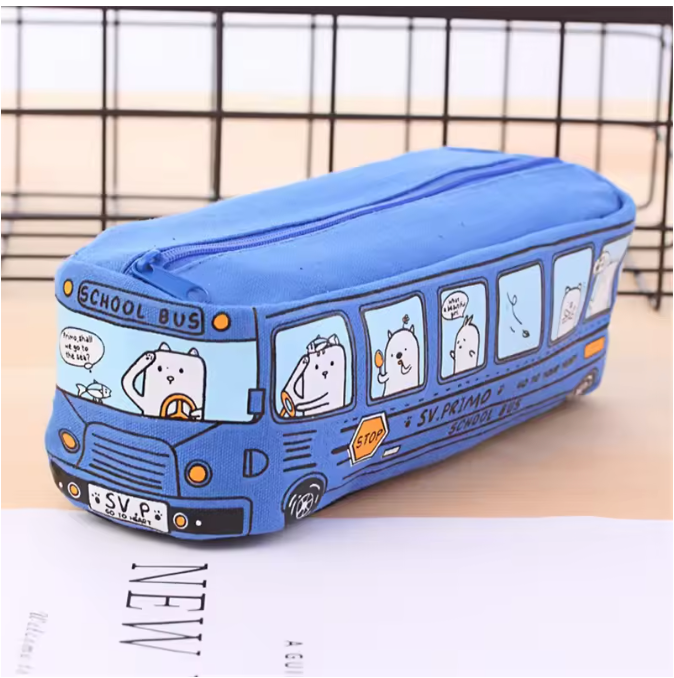 School bus Blue Pencil Case